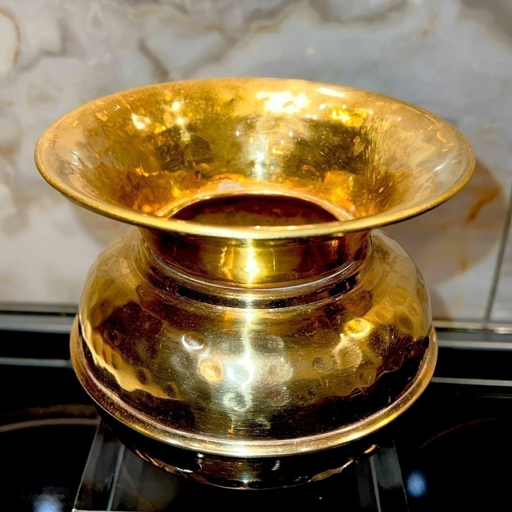 Brass Hand Hammered Round Vase Spittoon Container